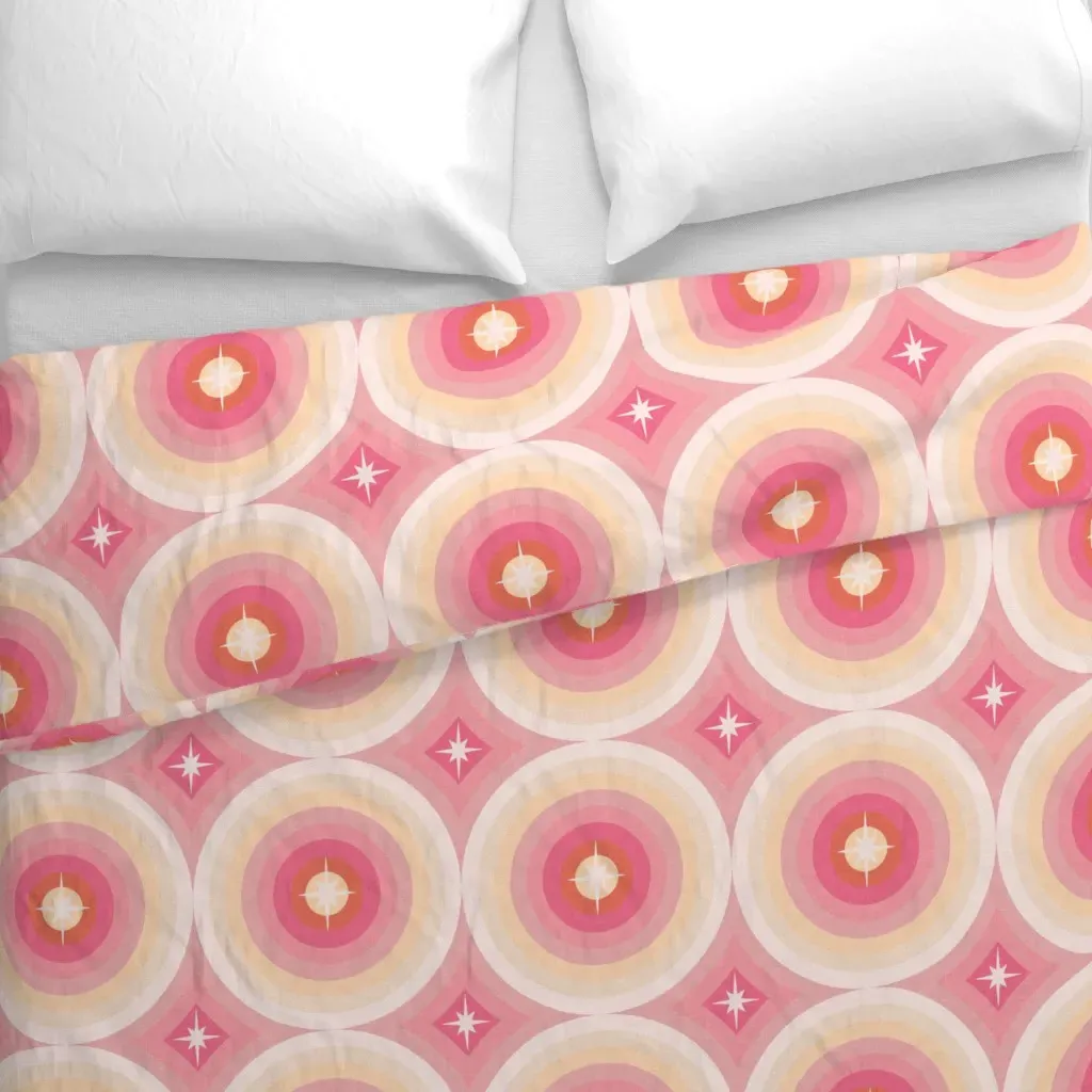 70's Retro Geometric Circles Duvet Cover - Pink alternate view