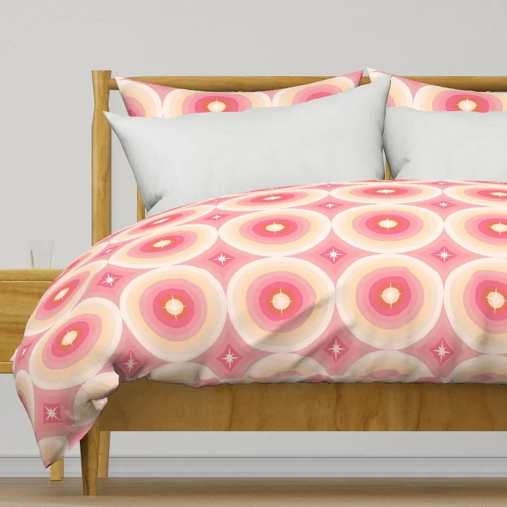 70's Retro Geometric Circles Duvet Cover - Pink product
