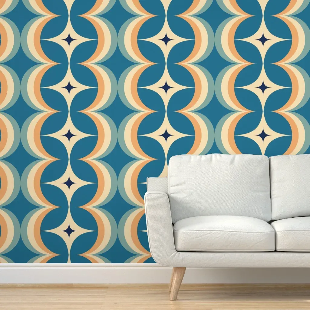 70s Retro Peel and Stick Wallpaper - Teal product