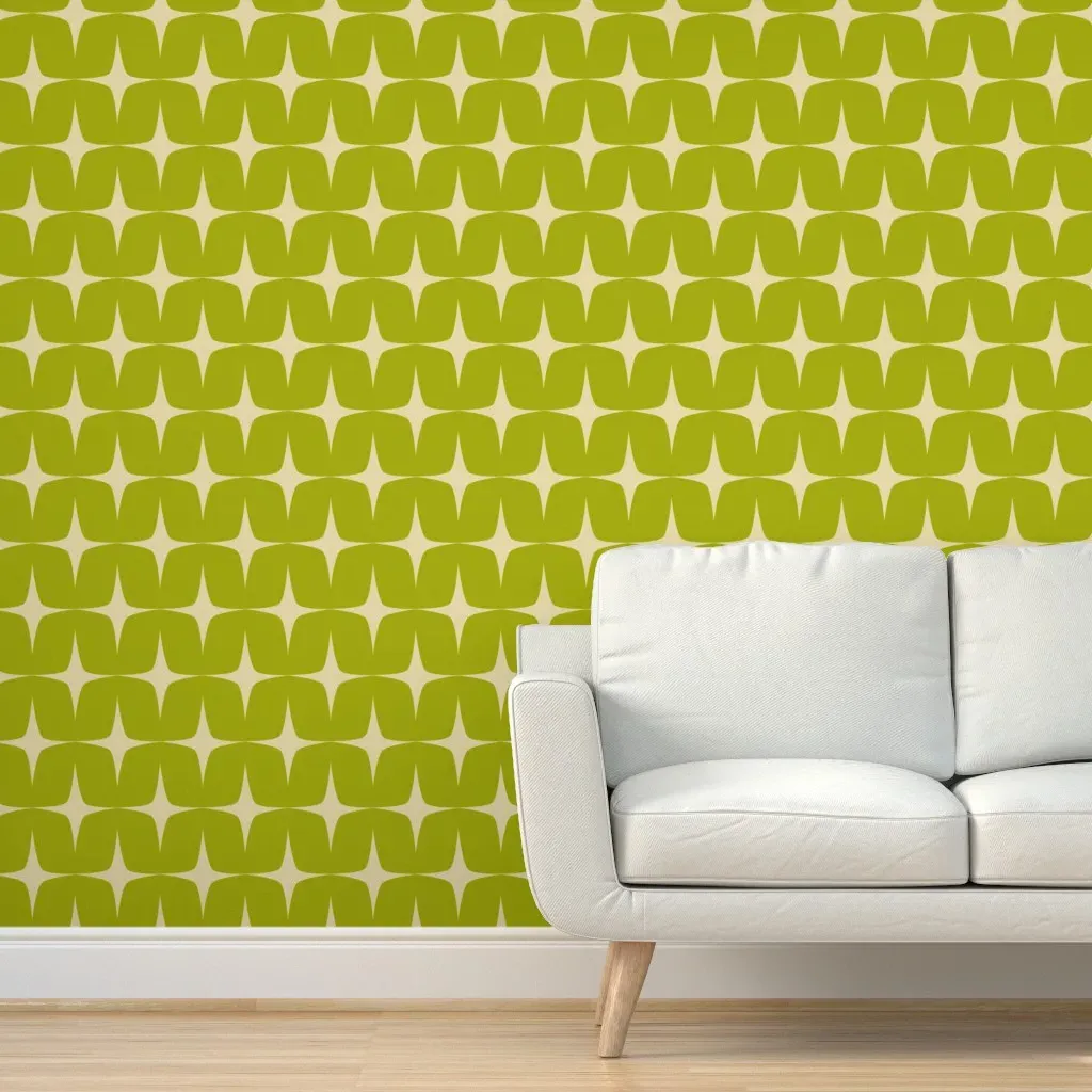 70S Star Avocado Peel and Stick Wallpaper - Beige product