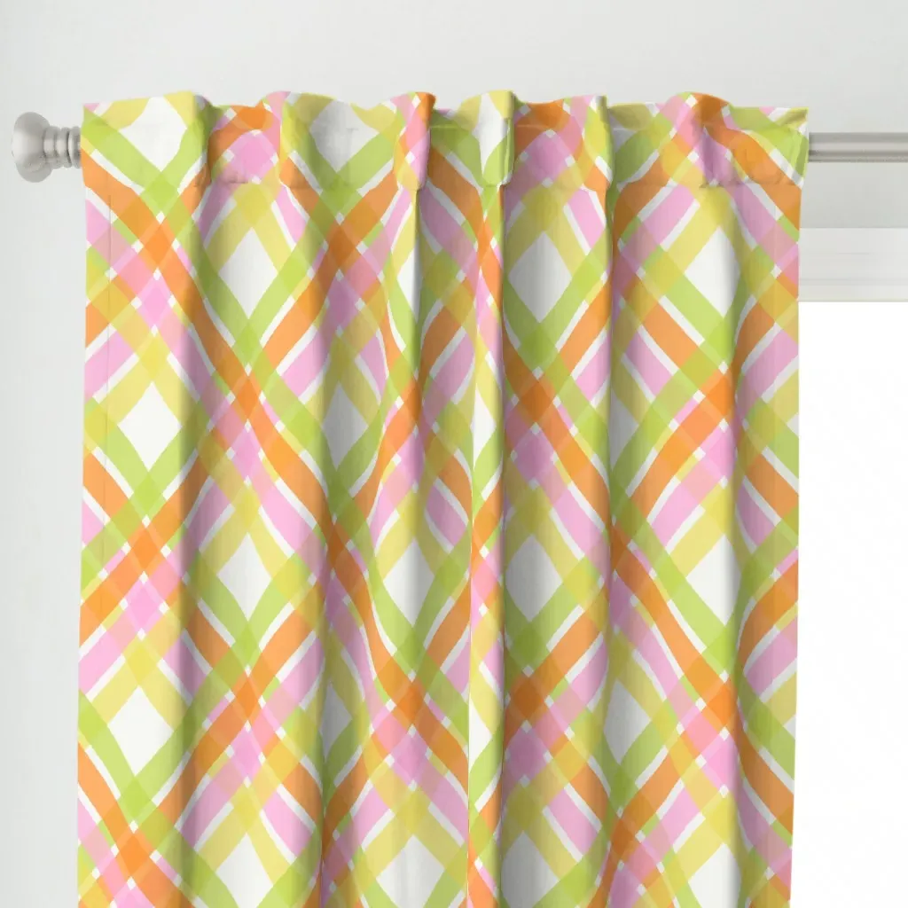 70's Storybook Diagonal Curtain Panel - Light Orange alternate view