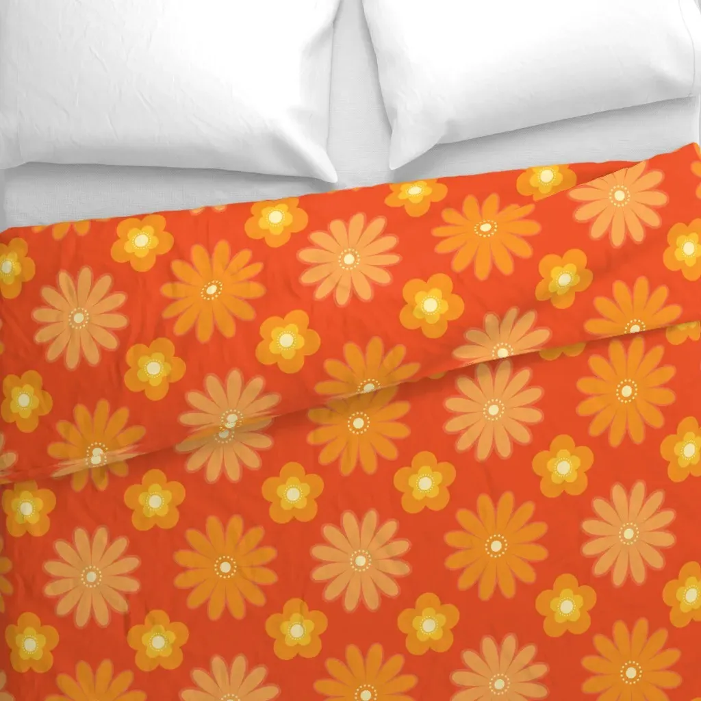 70S Summer Flower Power Duvet Cover - Orange alternate view