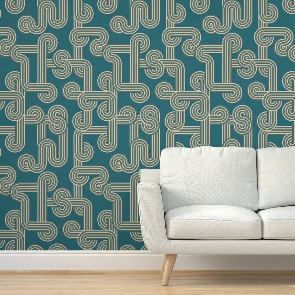 70S Waves-03 Peel and Stick Wallpaper - Beige product