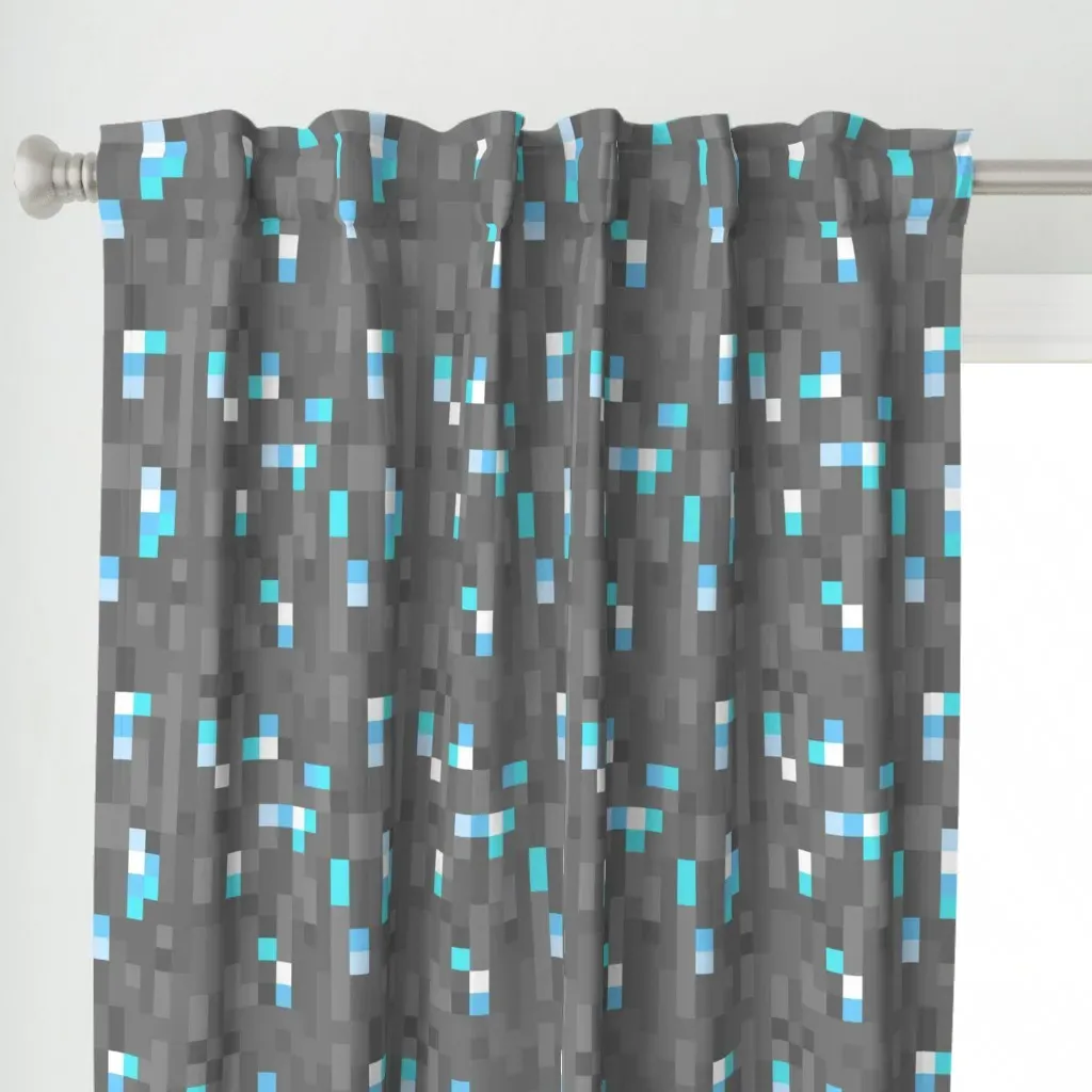 8-Bit Diamond Block Curtain Panel - Gray alternate view