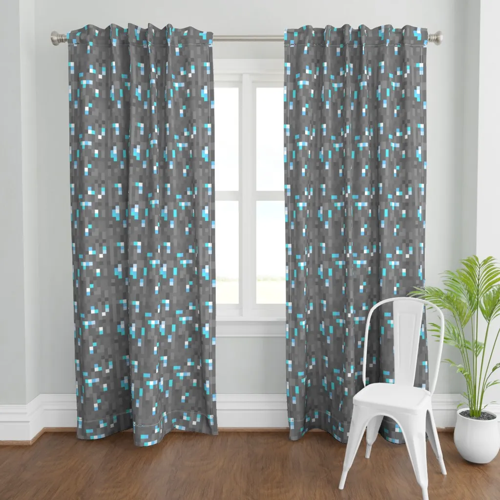 8-Bit Diamond Block Curtain Panel - Gray product