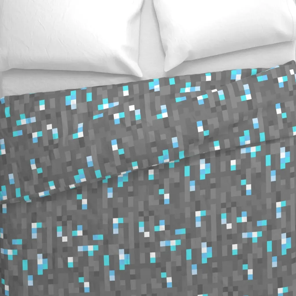 8-Bit Diamond Block Duvet Cover - Gray alternate view