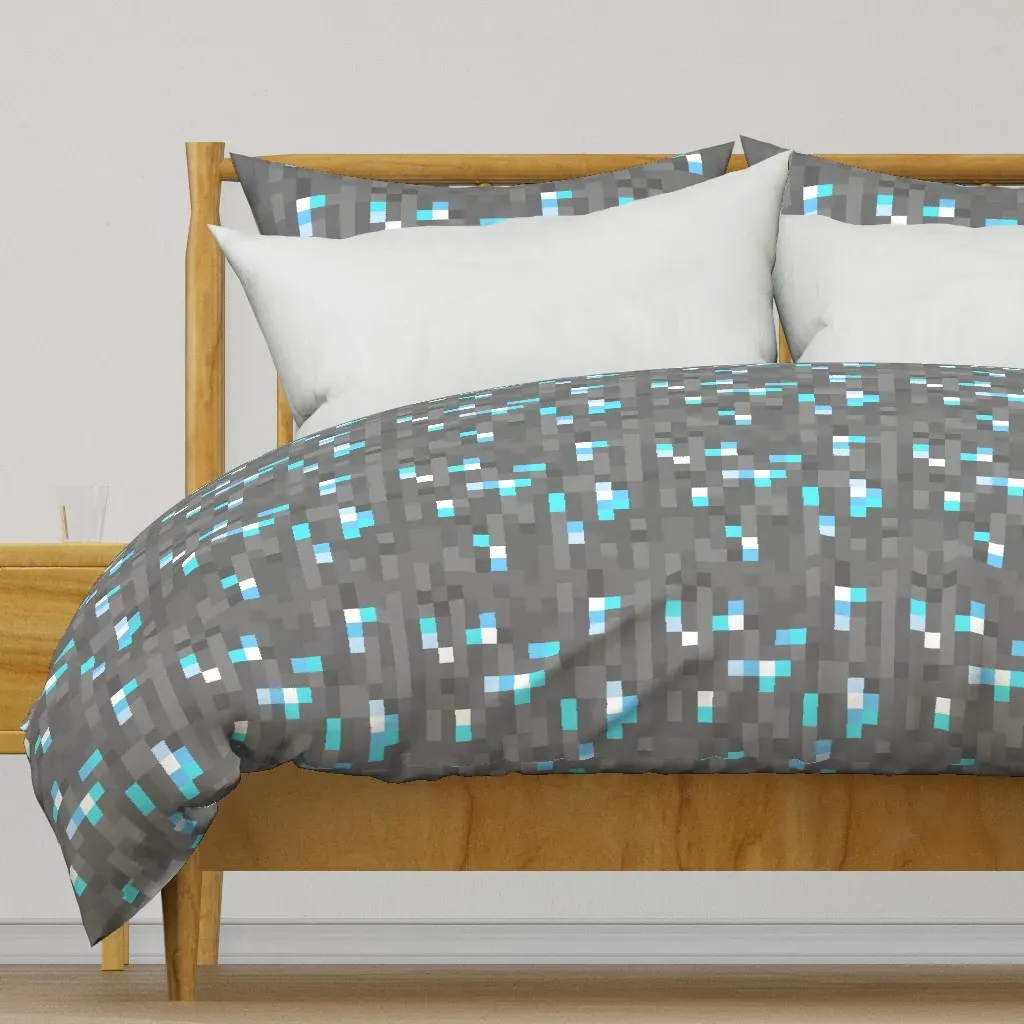 8-Bit Diamond Block Duvet Cover - Gray product