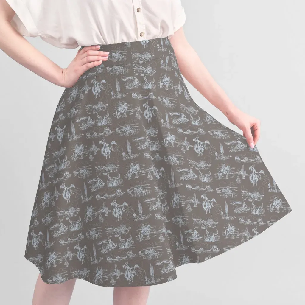 A Day On The Plains Cowboy Toile Fabric - Light Blue alternate view