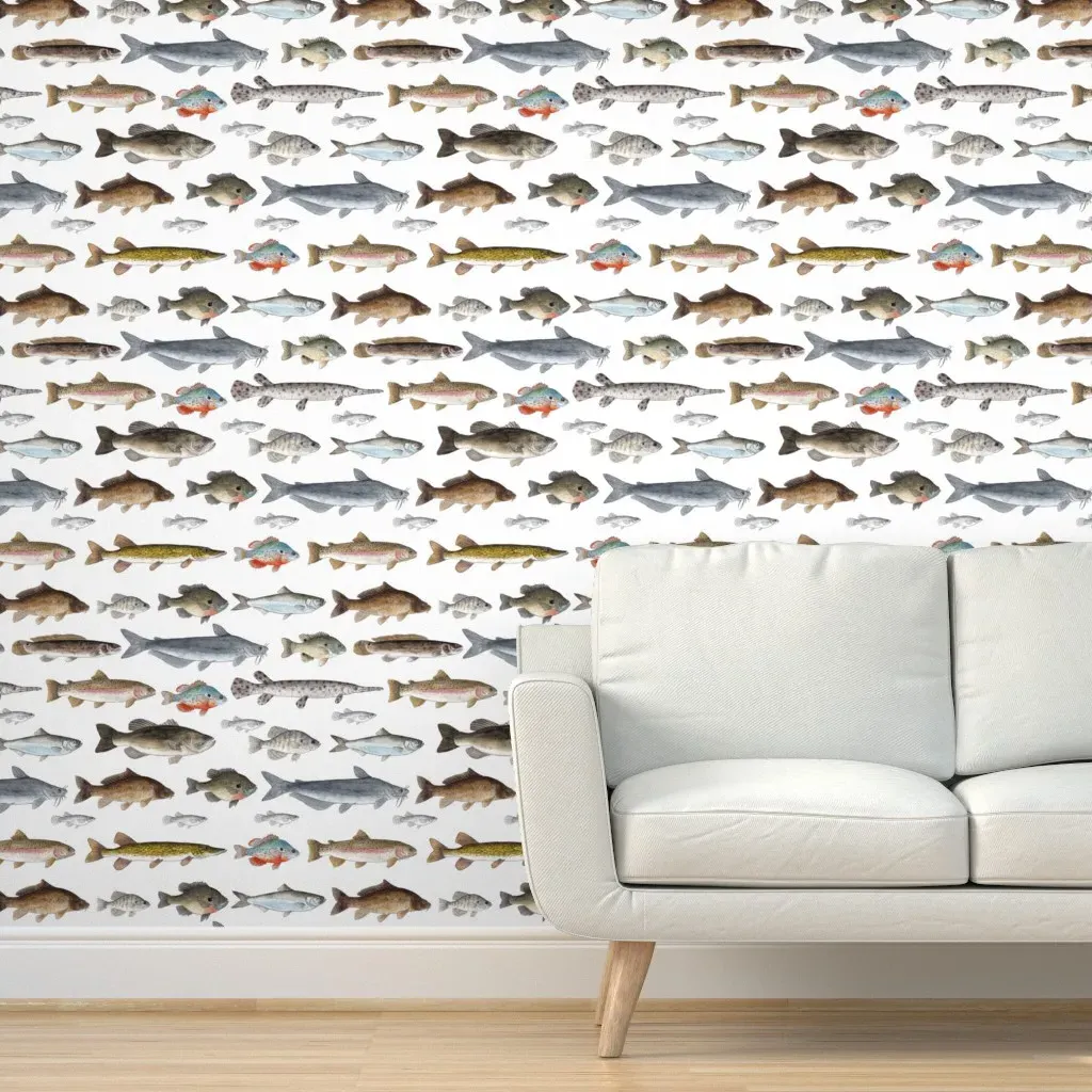 A Few Freshwater Fish Peel and Stick Wallpaper - White, Brown product