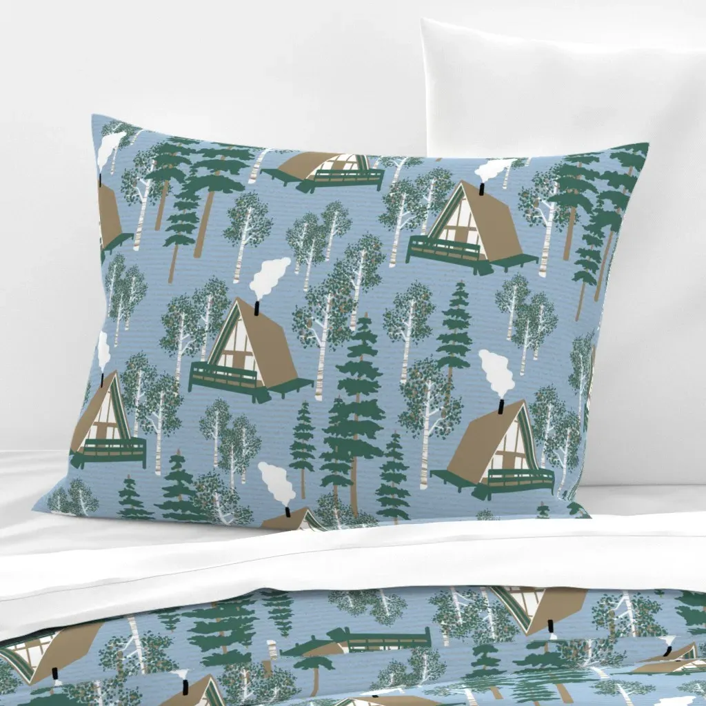 A-Frame Cabin In The Woods Standard Knife Edge Pillow - Taupe, Cotton Sateen product