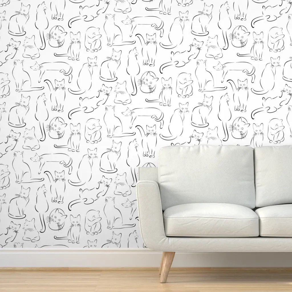 A-Meow-Zing Cats Peel and Stick Wallpaper - Black, White product