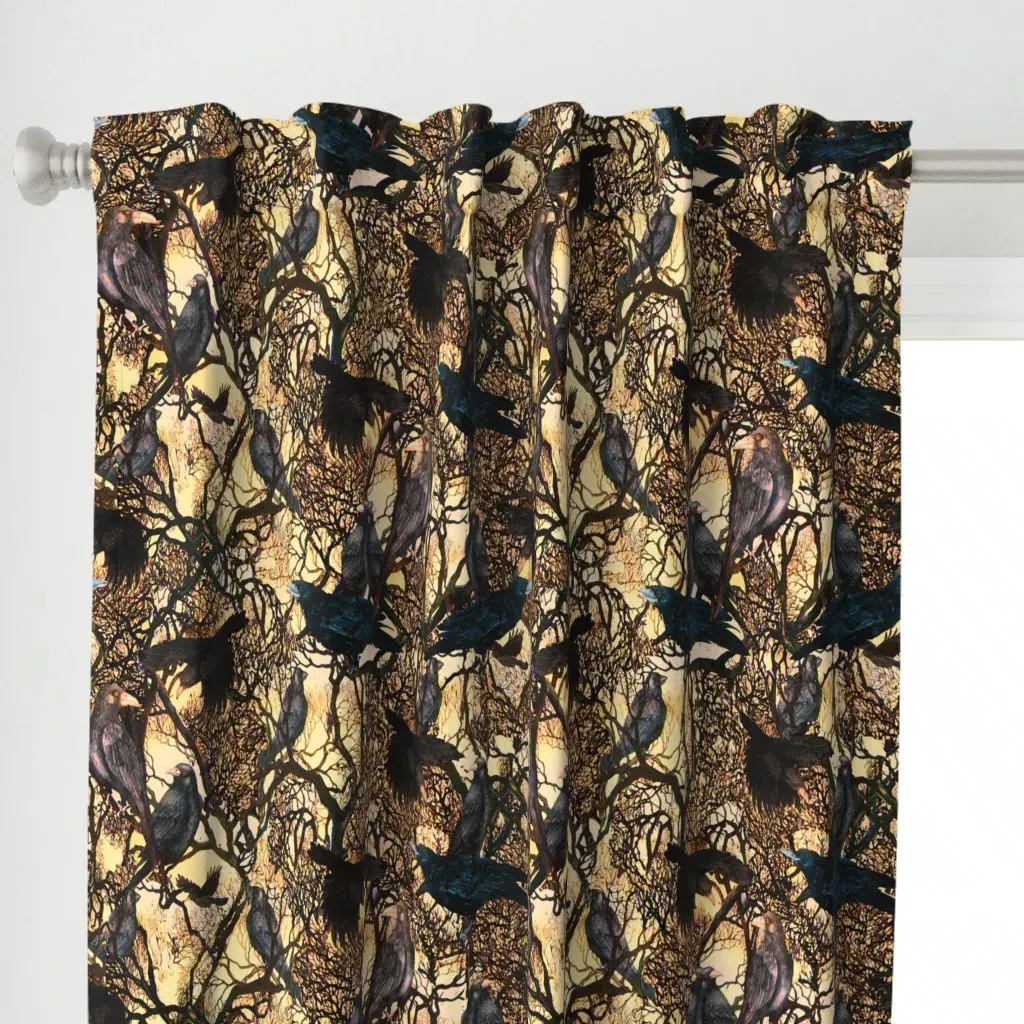 A Murder Of Crows Curtain Panel - Dark Brown alternate view