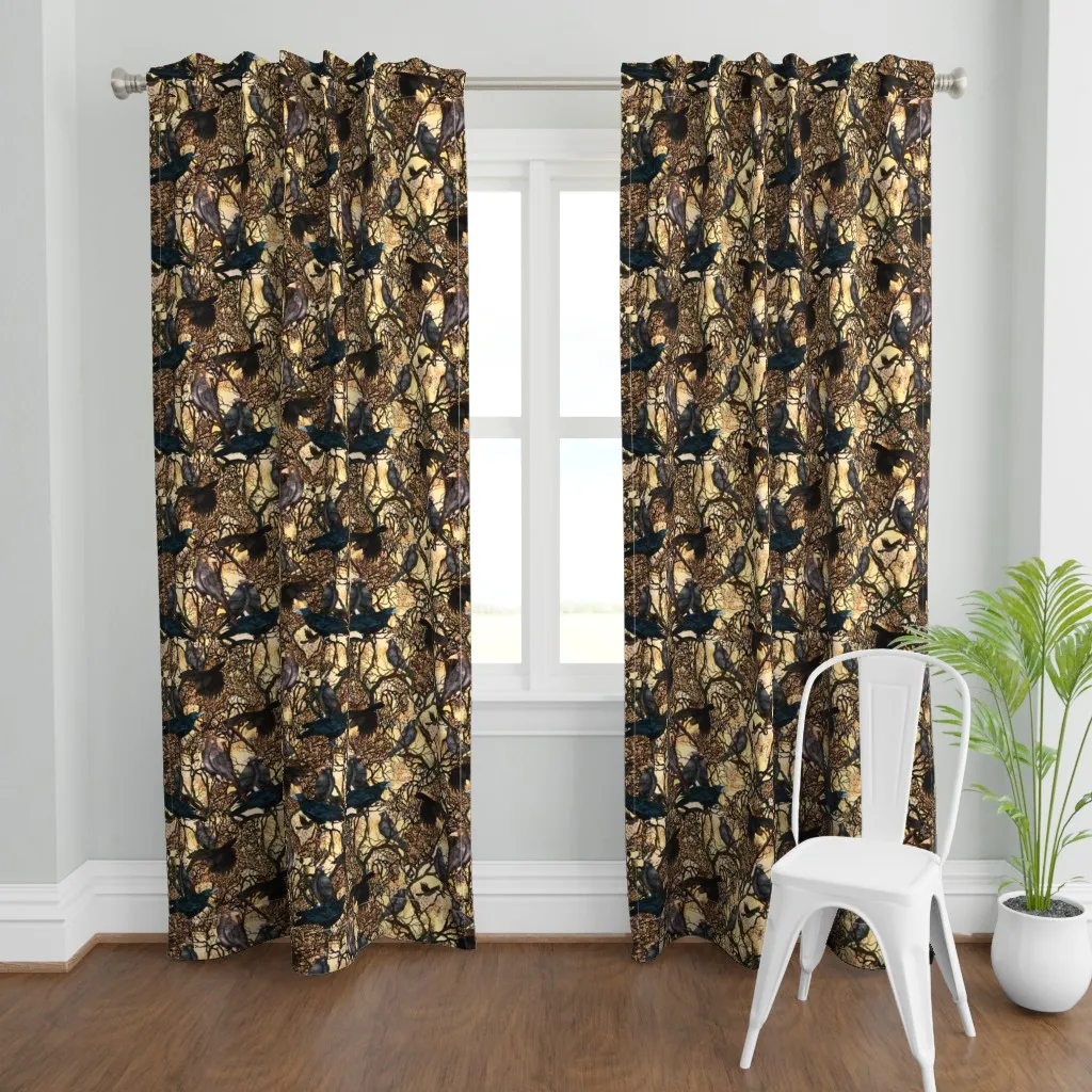 A Murder Of Crows Curtain Panel - Dark Brown product