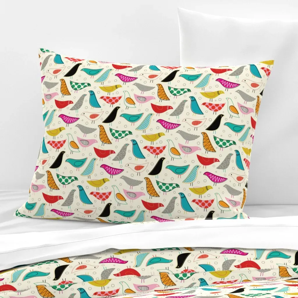 A Nod To The House Bird Standard Knife Edge Pillow - Teal, Cotton Sateen product