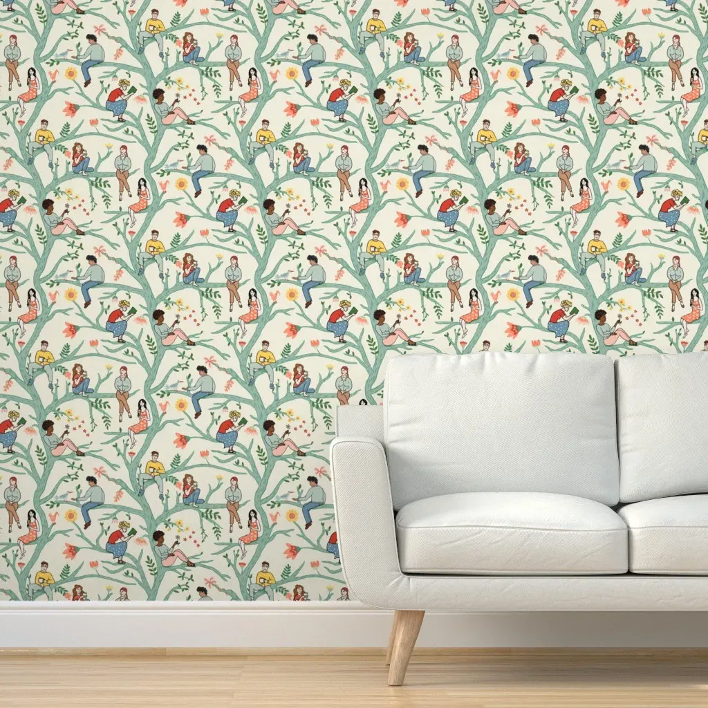A Rest In Nature Peel and Stick Wallpaper - Beige, Green product