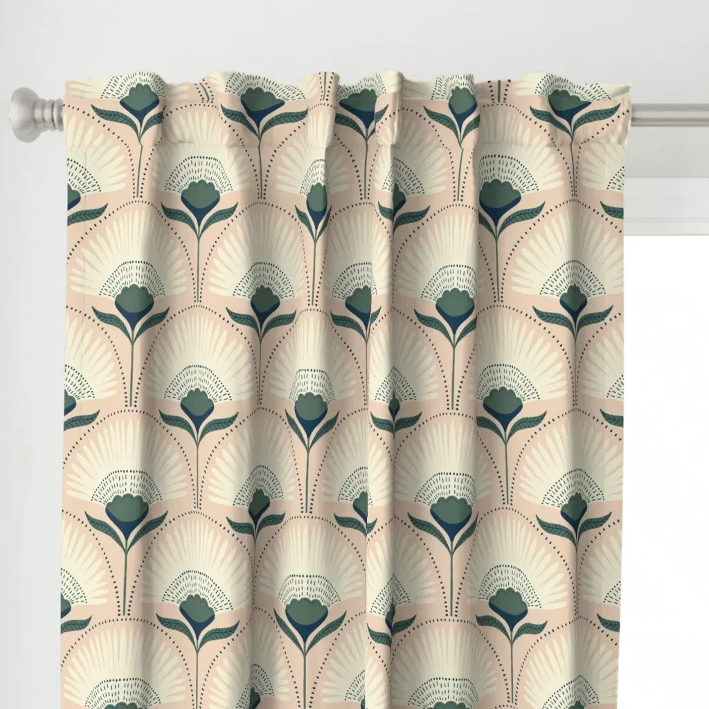 Aara 2 Floral/Palm Curtain Panel - Off-White alternate view