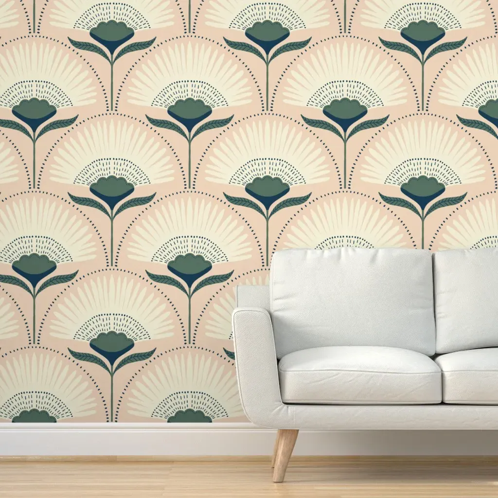 Aara 2 Floral/Palm Peel and Stick Wallpaper - Pink/Military Green product
