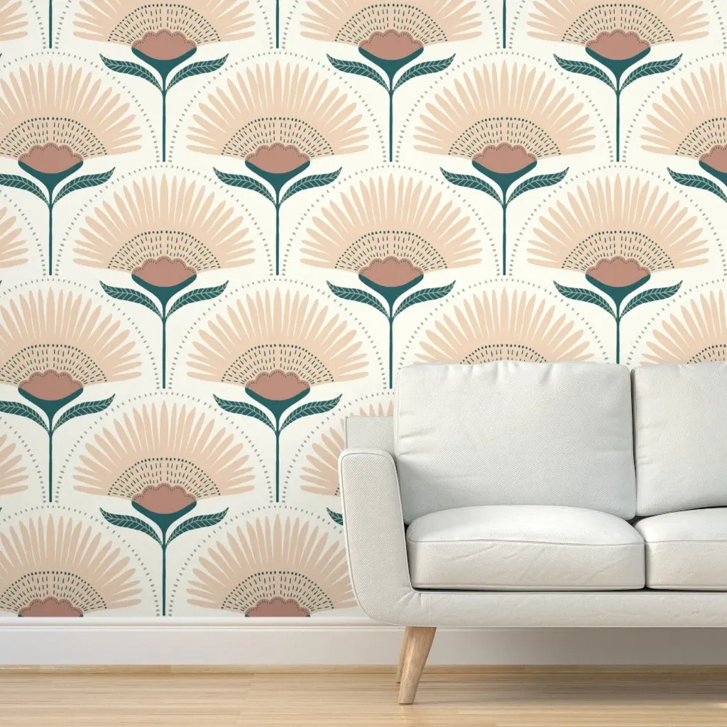 Aara 2.0 Peel and Stick Wallpaper - White, Teal product