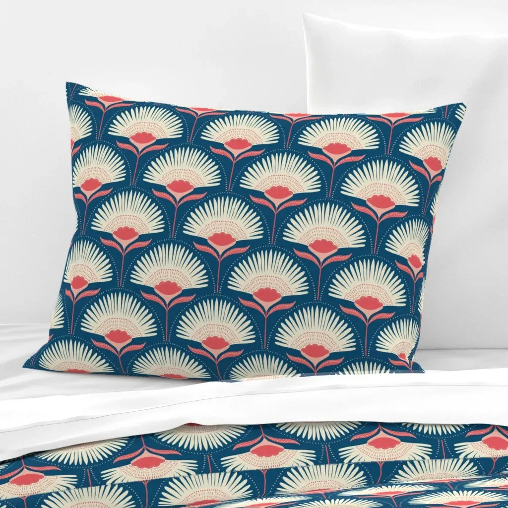 Aara Floral Standard Knife Edge Cushion Cover - Blue, Cotton product