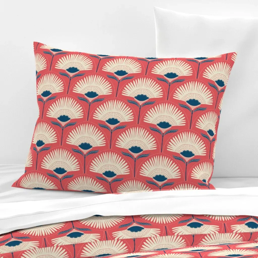 Aara Floral Standard Knife Edge Cushion Cover - Coral, Cotton Sateen product