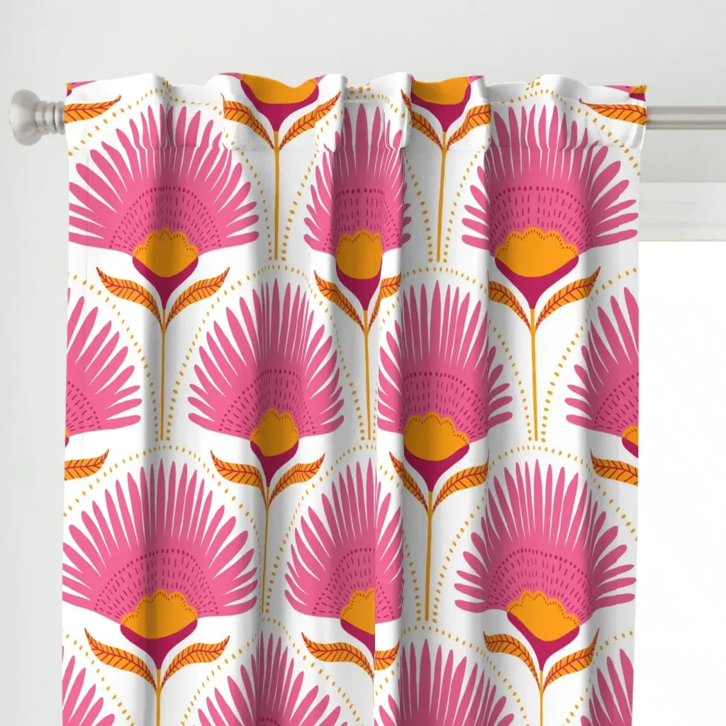 Aara Palm Flora Large Curtain Panel - Pink alternate view