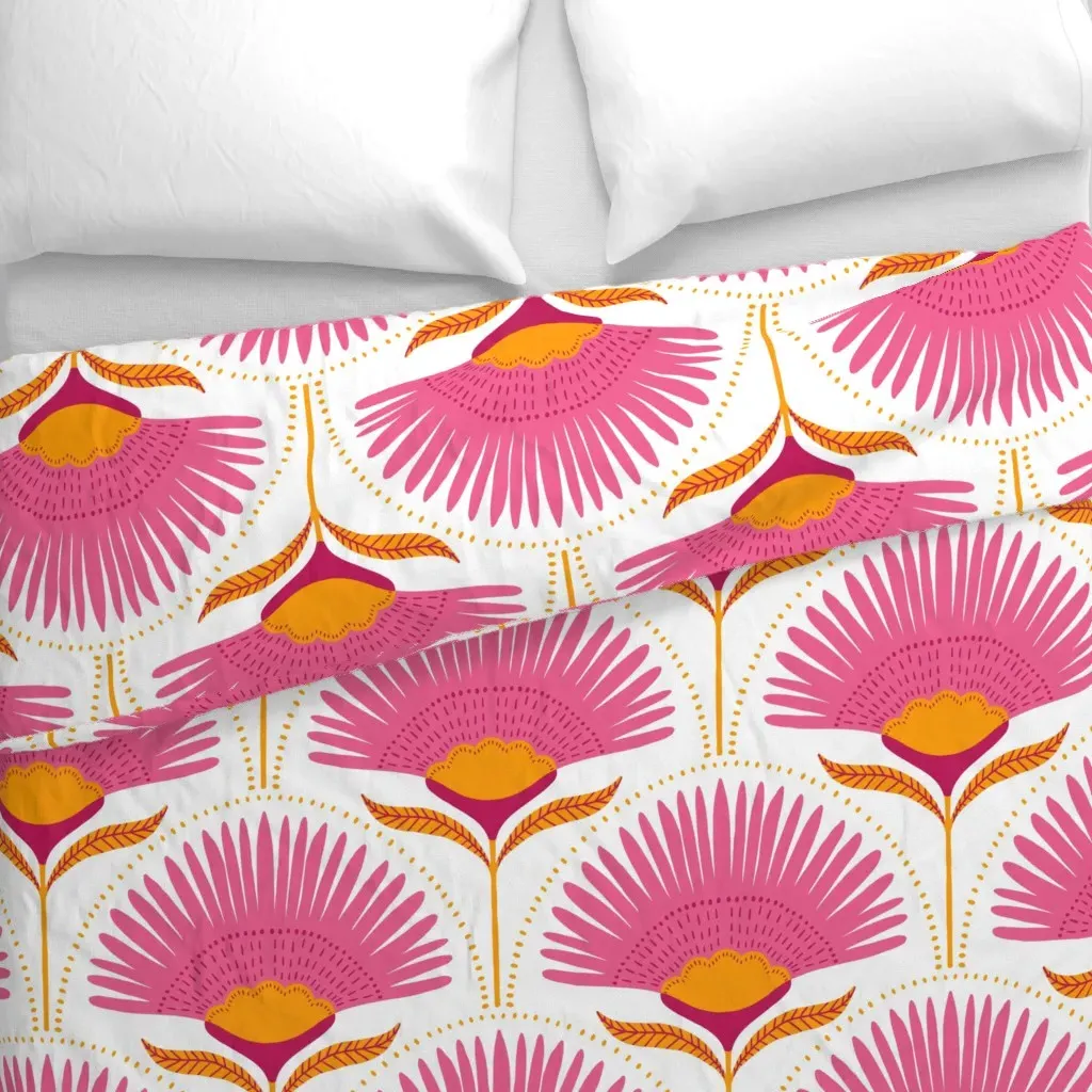 Aara Palm Flora Large Duvet Cover - Pink alternate view