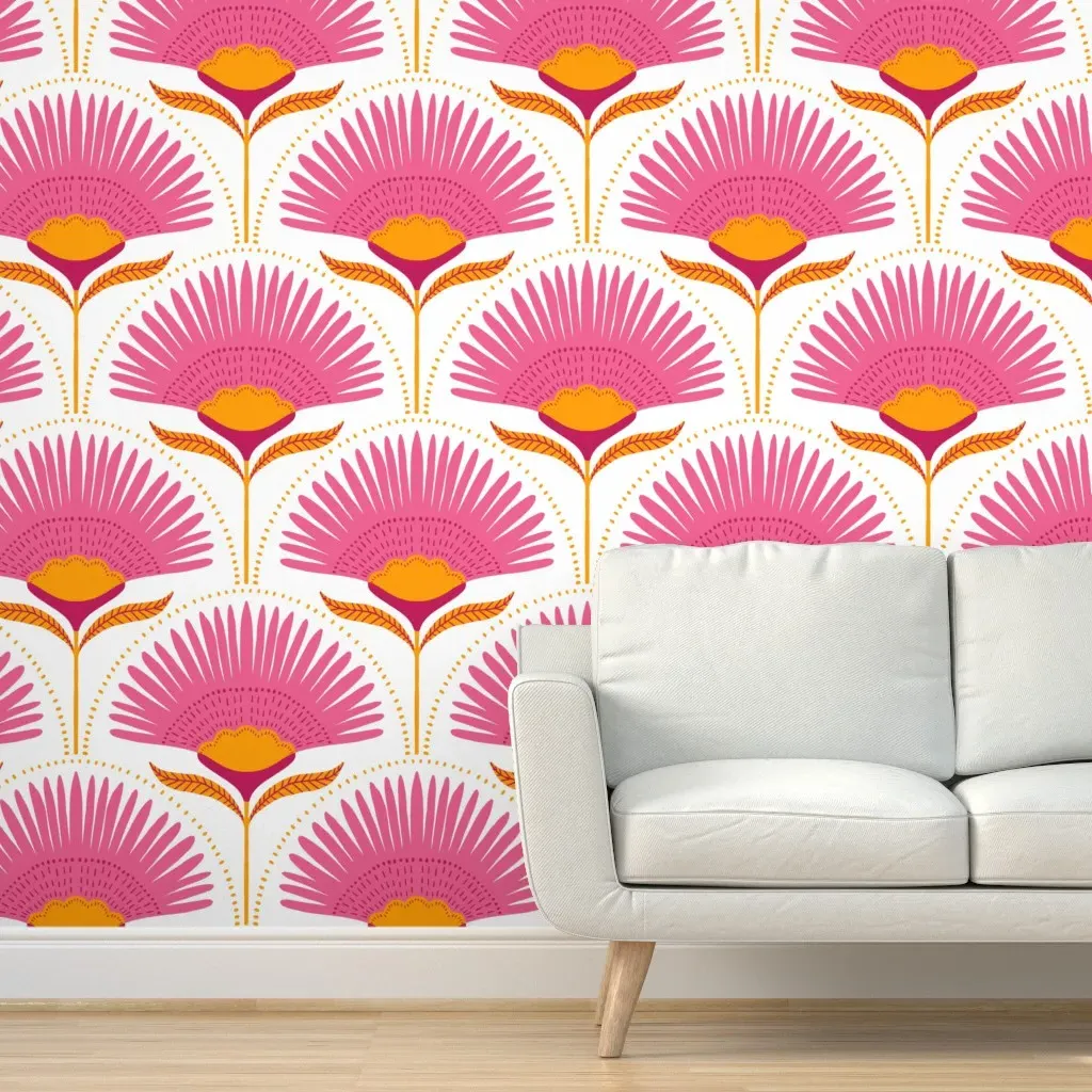Aara Palm Flora Peel and Stick Wallpaper - Pink product