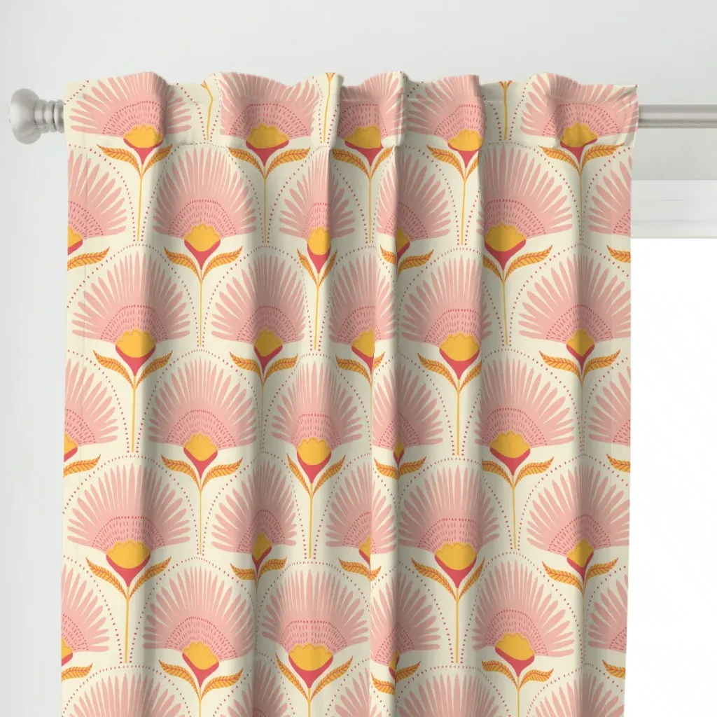 Aara Palm Floral Large Curtain Panel - Pink alternate view