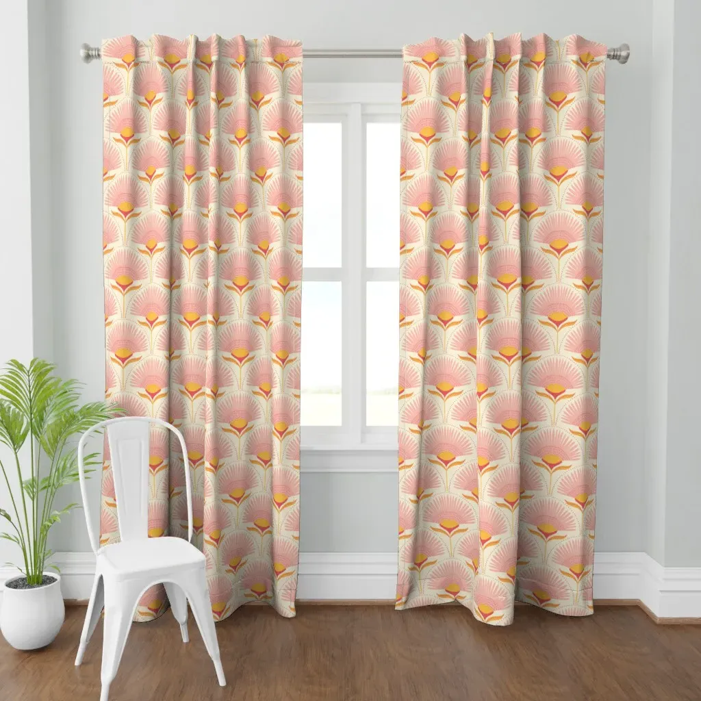 Aara Palm Floral Large Curtain Panel - Pink product
