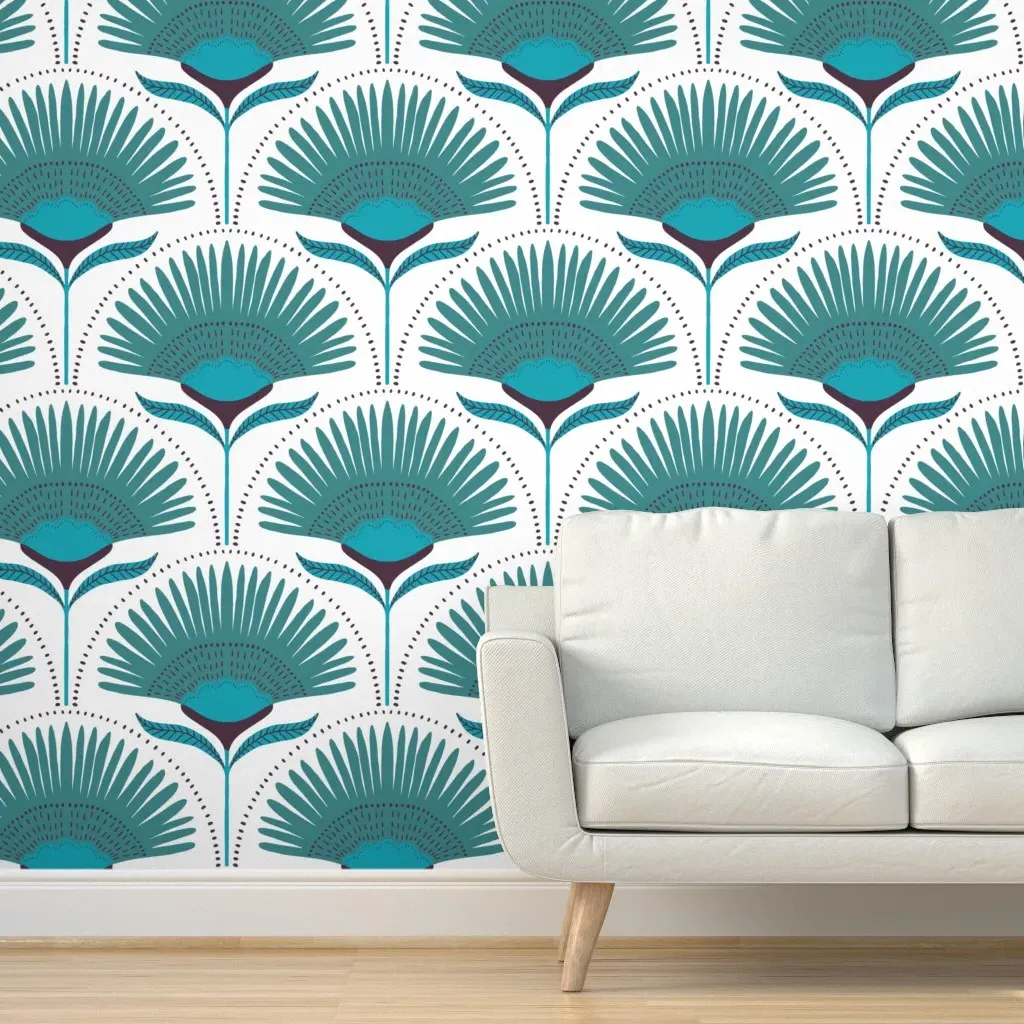 Aara Palm Peel and Stick Wallpaper - Teal product