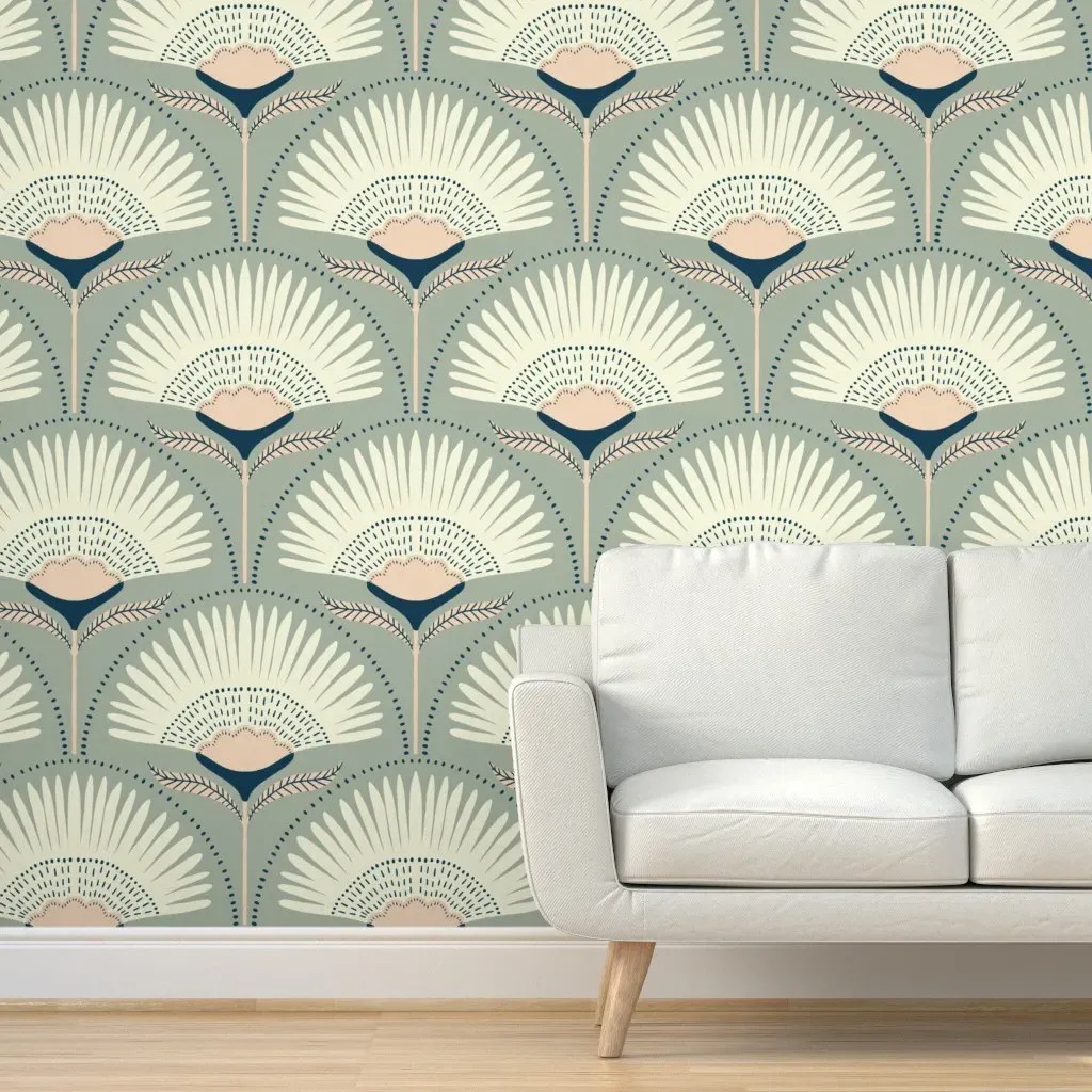 Aara Peel and Stick Wallpaper - Sage, Cream product