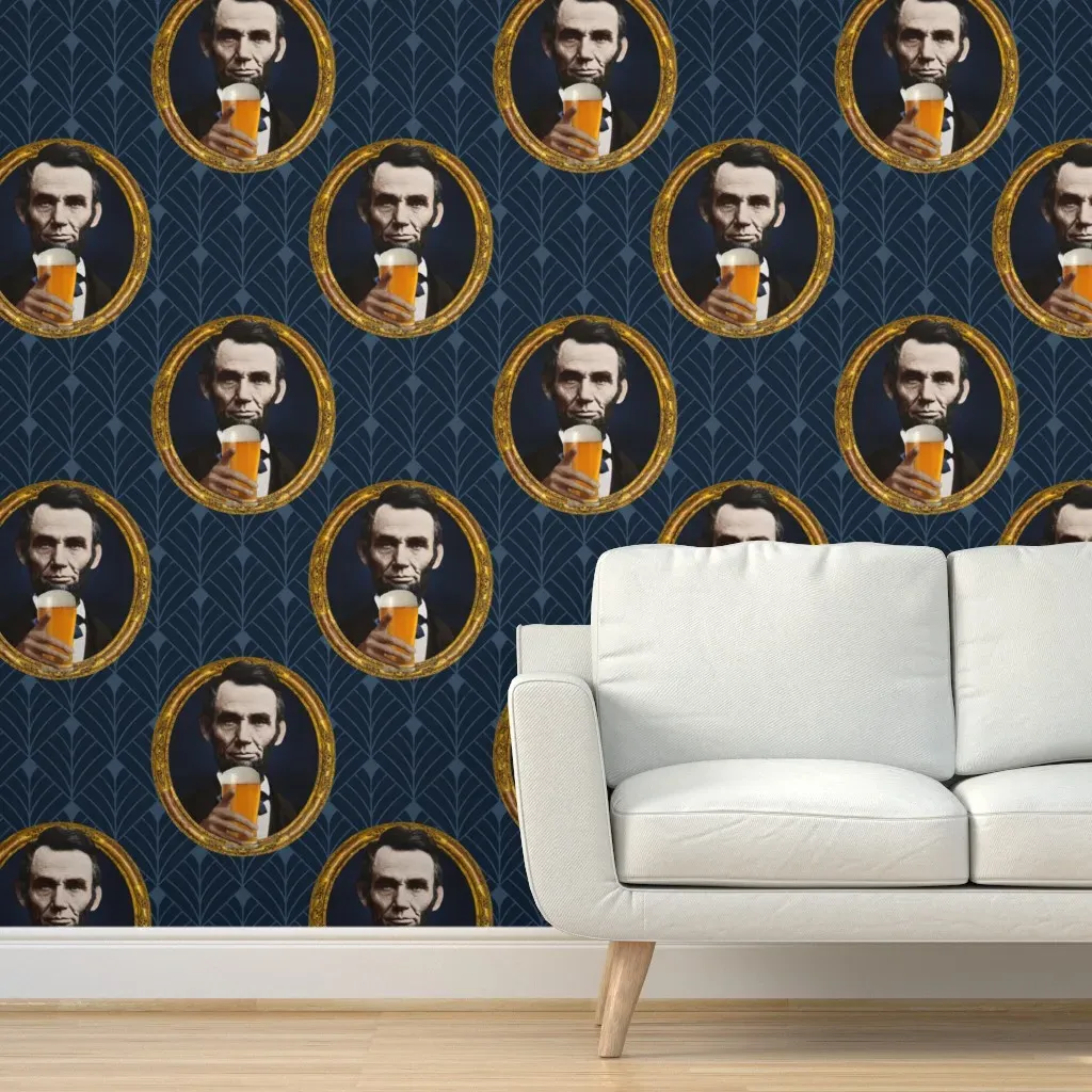 Abe Lincoln Bar Edition Peel and Stick Wallpaper - Blue product