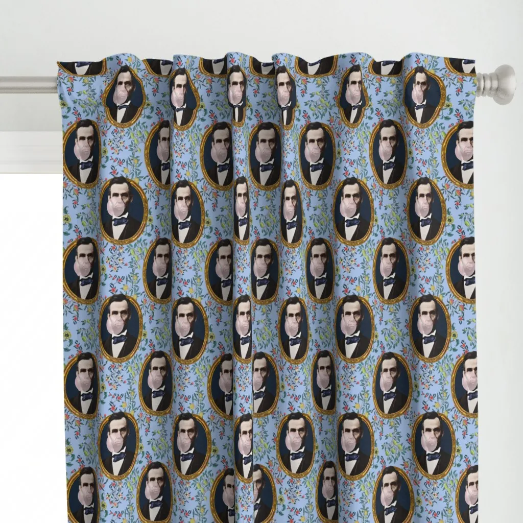 Abe Lincoln Bubble Gum Curtain Panel - Navy Blue alternate view
