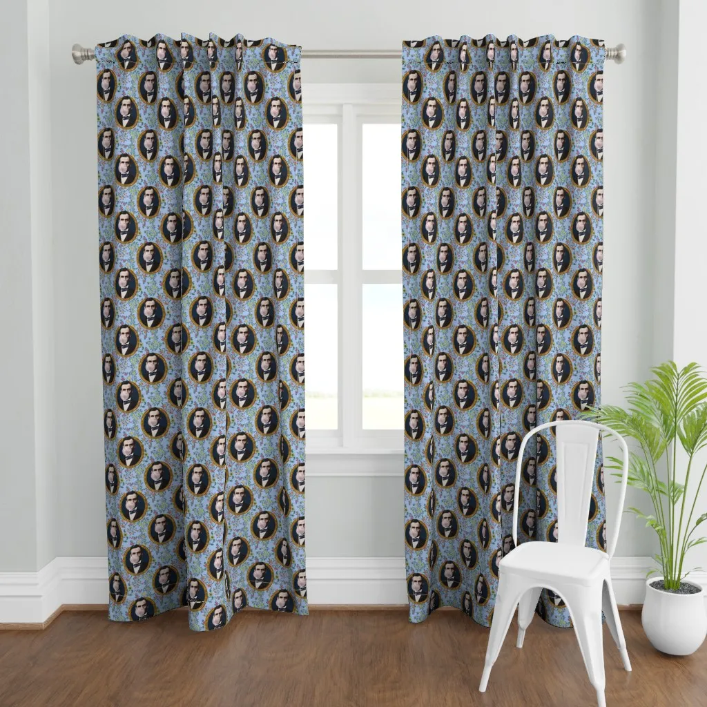 Abe Lincoln Bubble Gum Curtain Panel - Navy Blue product