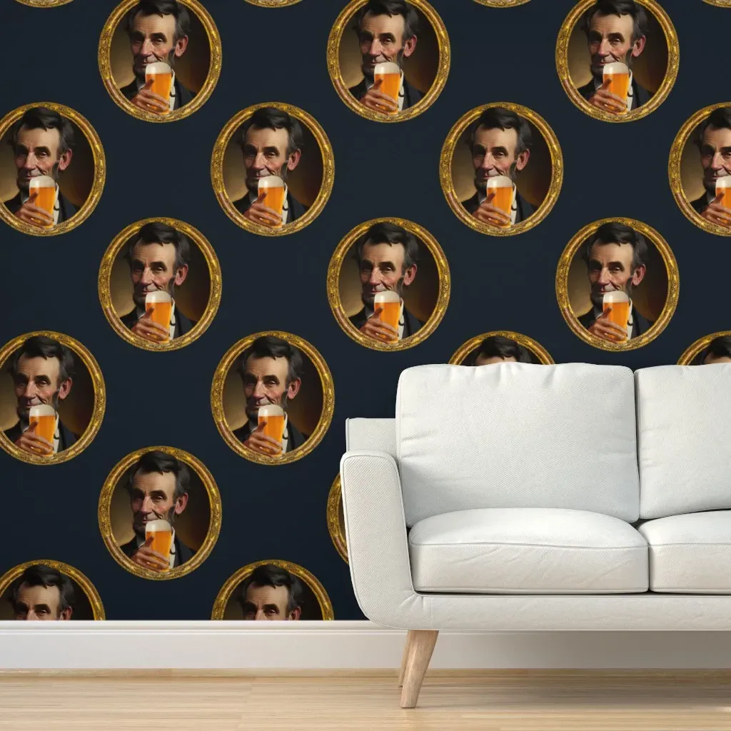 Abe Lincoln With Beer Peel and Stick Wallpaper - Gold product