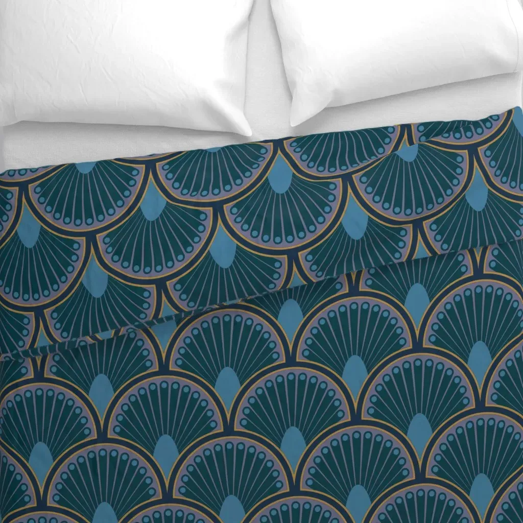Abstract Animal Print Peacock Duvet Cover - Teal alternate view