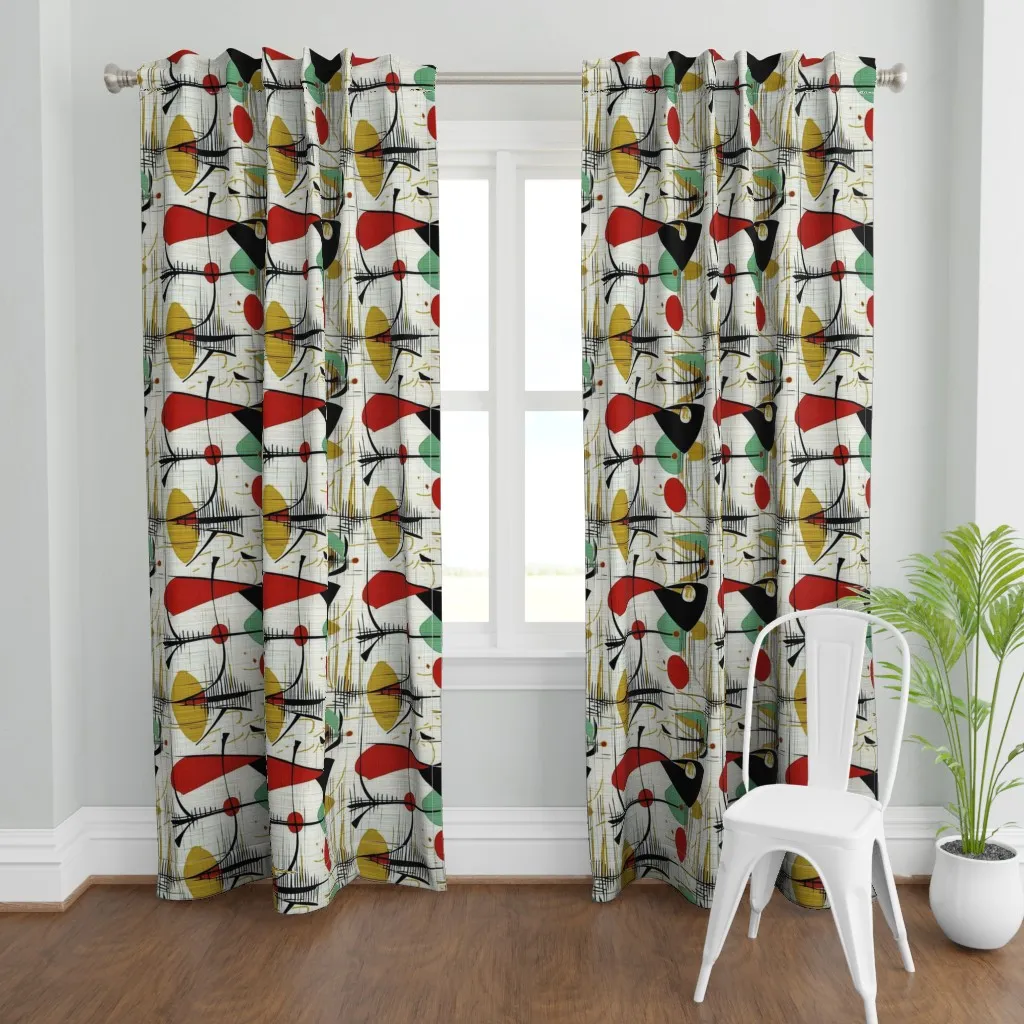 Abstract Barkcloth 22 Curtain Panel - Off-White product
