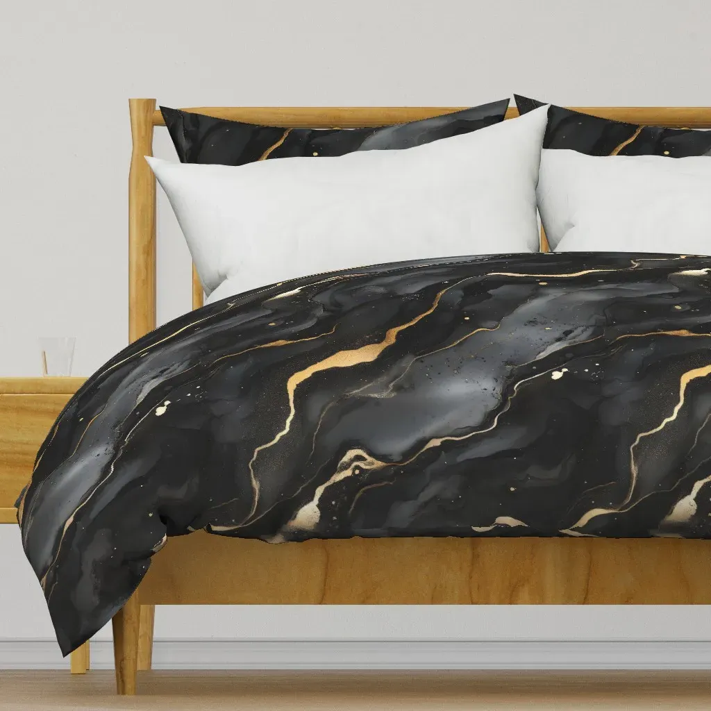 Abstract Black Marble Duvet Cover - Black product