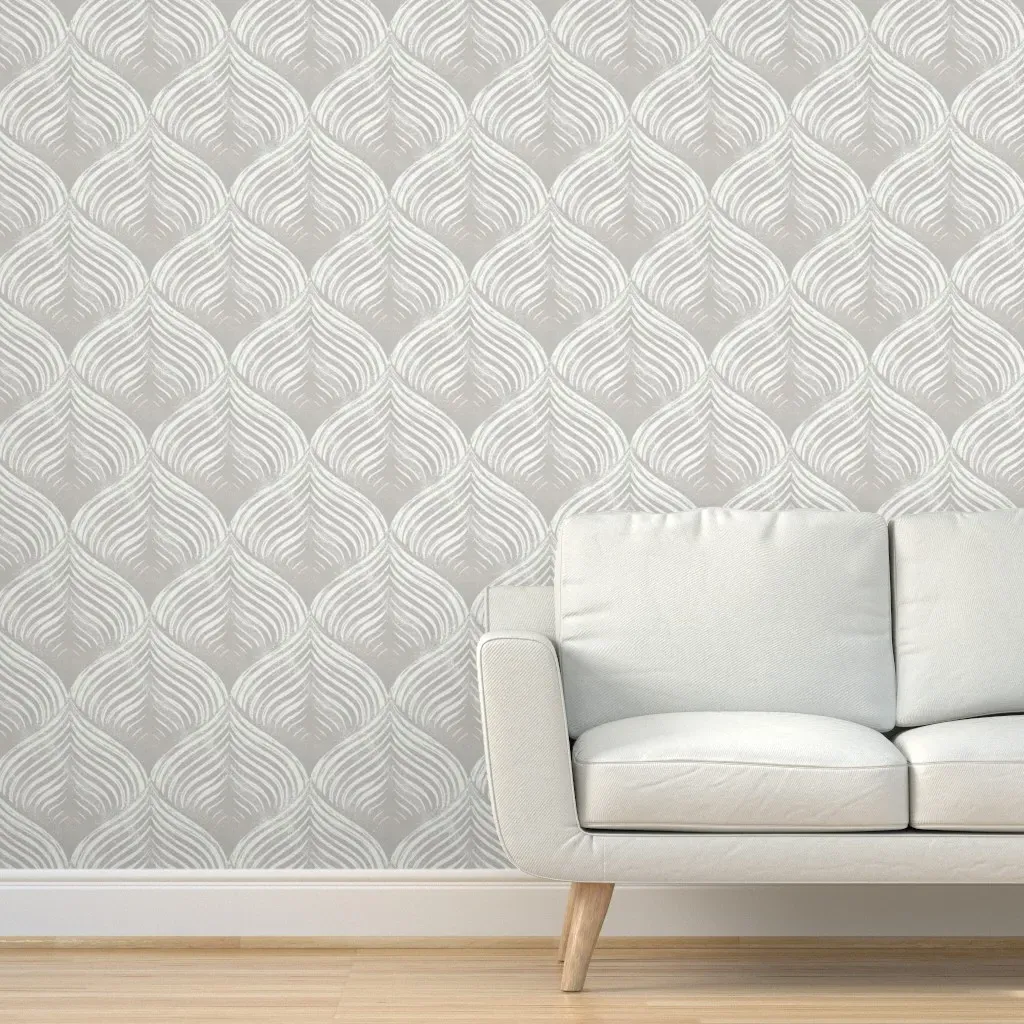 Abstract Blockprint Optical Art Petals Peel and Stick Wallpaper - Neutral Concrete Sand product