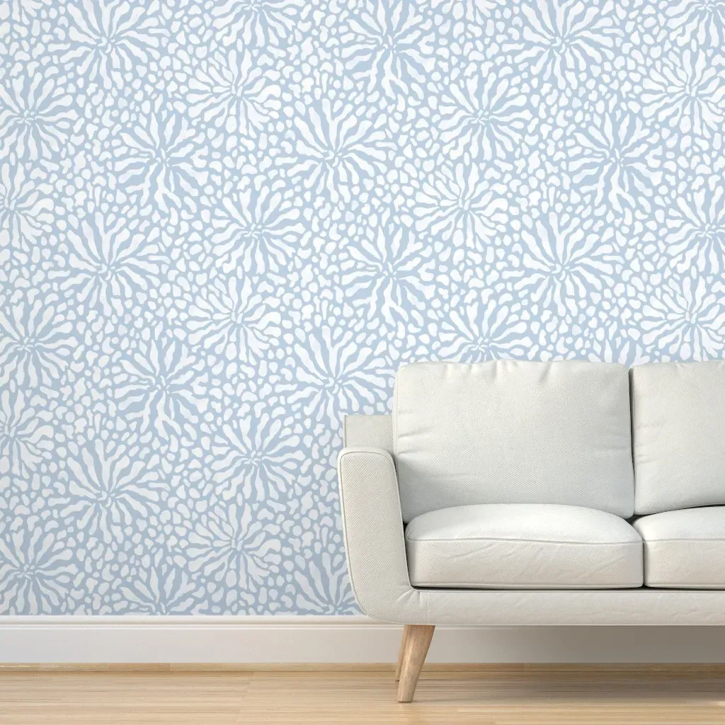 Abstract Boho Garden Peel and Stick Wallpaper - Light Blue product