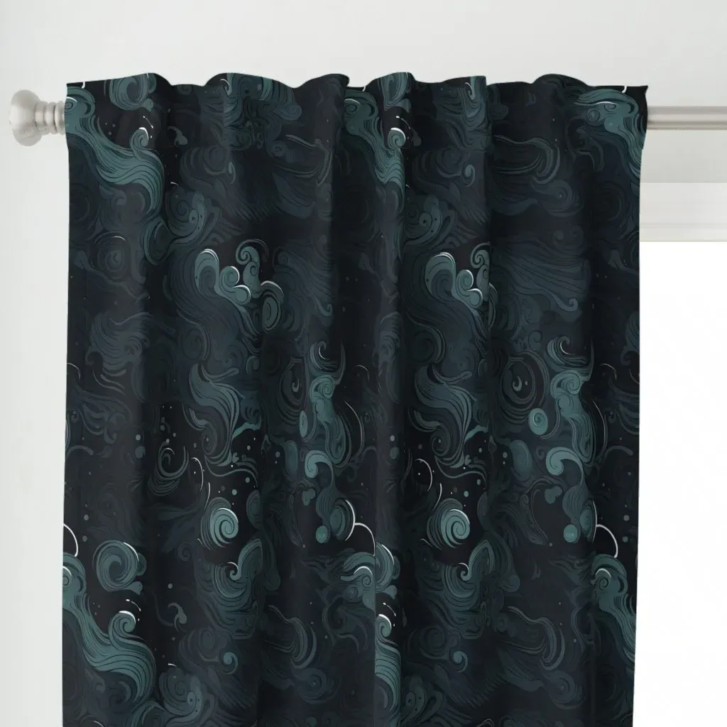 Abstract Bold Waves Curtain Panel - Teal alternate view