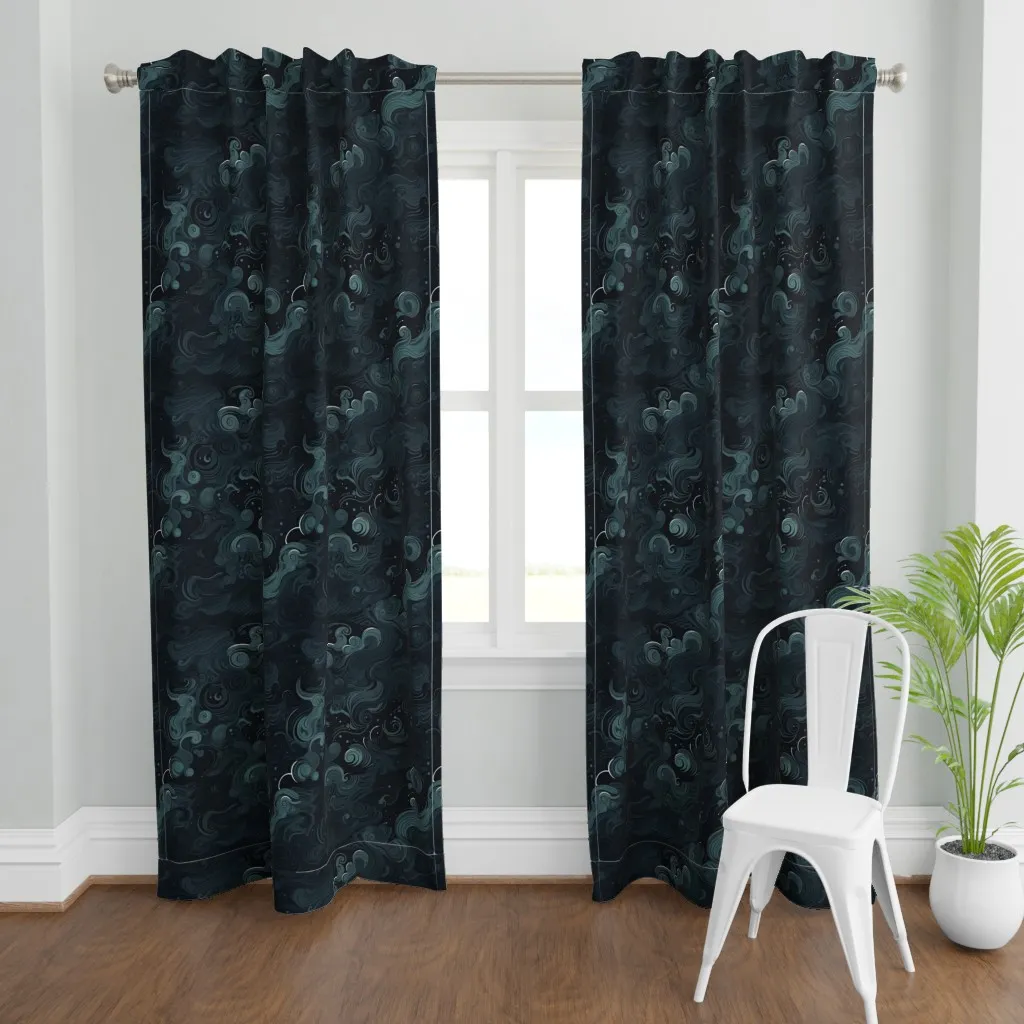 Abstract Bold Waves Curtain Panel - Teal product