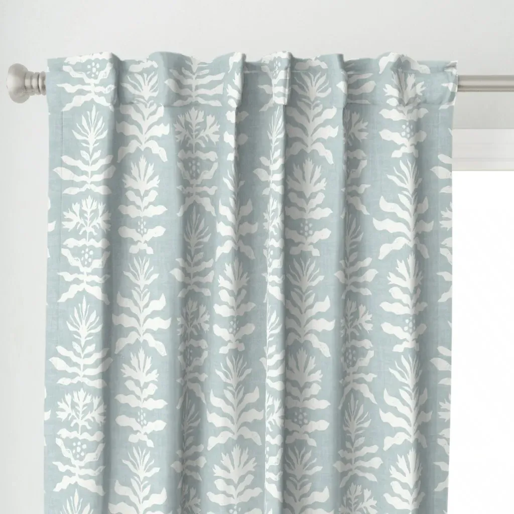 Abstract Botanical Curtain Panel - White alternate view