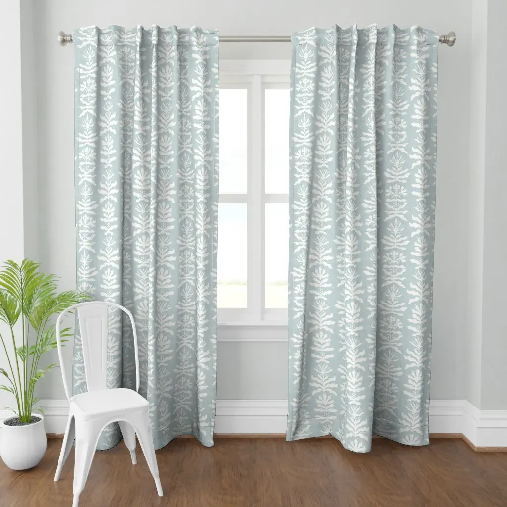 Abstract Botanical Curtain Panel - White product