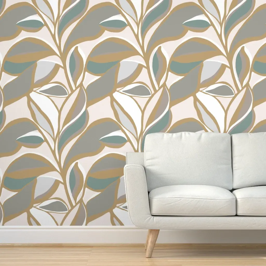 Abstract Botanical Foliage Peel and Stick Wallpaper - Beige product