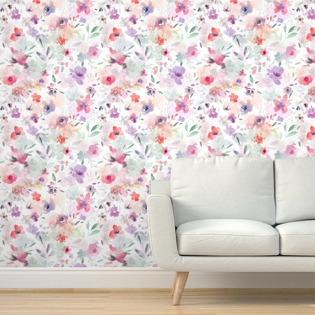 Abstract Botanical Peel and Stick Wallpaper - Pink product