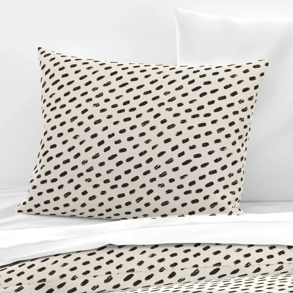 Abstract Brush Marks Dots Standard Pillow - Black, Cotton Sateen product