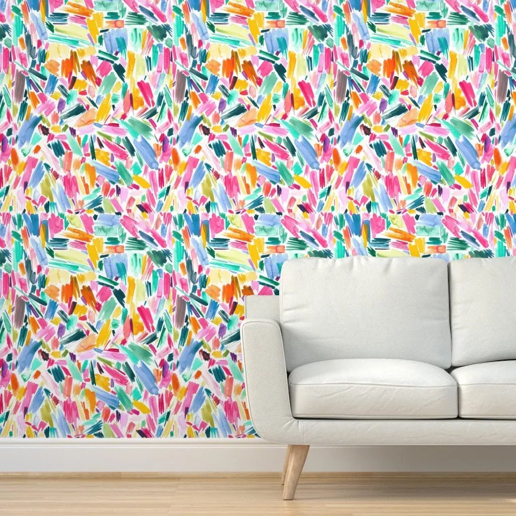 Abstract Brush Stroke Peel and Stick Wallpaper - Pink, Multicolor product