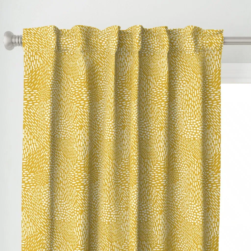Abstract Brushstroke Curtain Panel - Mustard Yellow alternate view