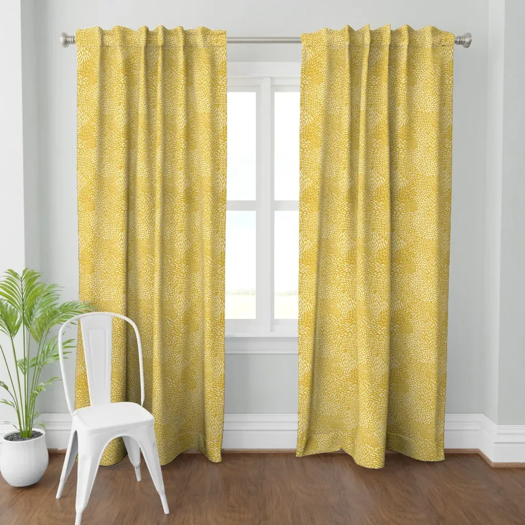 Abstract Brushstroke Curtain Panel - Mustard Yellow product